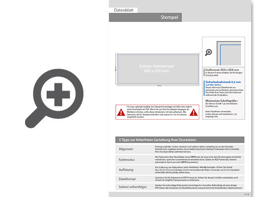 Product Bild eckiger_holzstempel_mit_rotem_stempelkissen